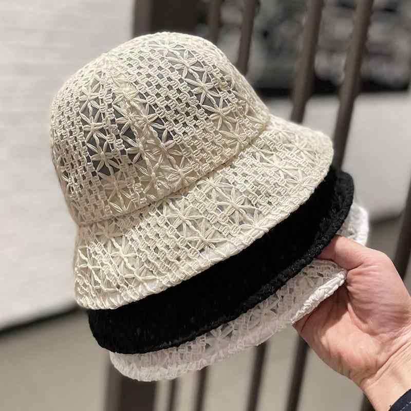 帽子 韓国 インス 織り メッシュ 通気性 バケット フィッシャーマンハット レディース 春夏 ファッション 薄手 バケットハット