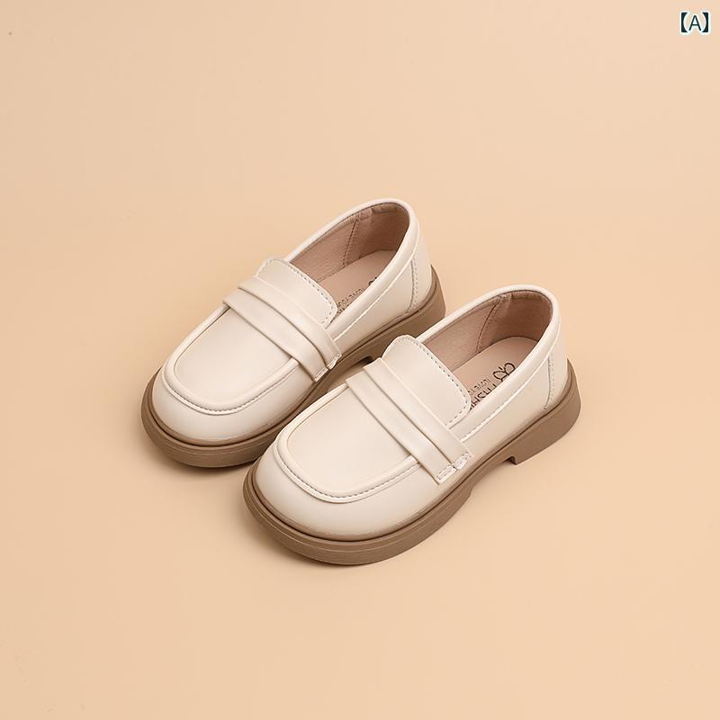 靴 シューズ ガールズ 小さい 革靴 子供たち JK スリッポン ローファー 春秋 女児 赤ちゃん 柔らかい 底 プリンセス 茶色 シングル