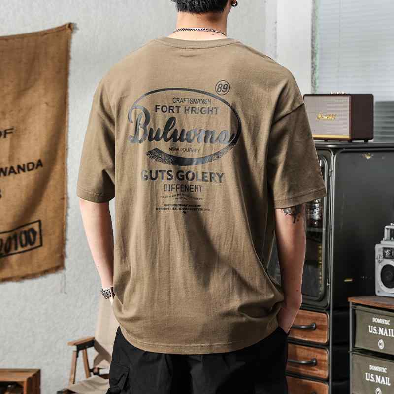 メンズ 夏 アメリカン レトロ 280 Tシャツ 半袖 大きめサイズ 綿 ラウンドネック ゆったり ファッション