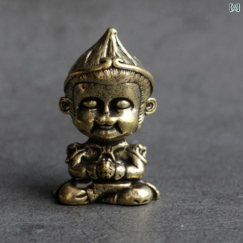 真鍮 レトロ 置き物 装飾品 孫悟空 オブジェ オーナメント ホーム インテリア オフィス エスニック チャイナテイスト