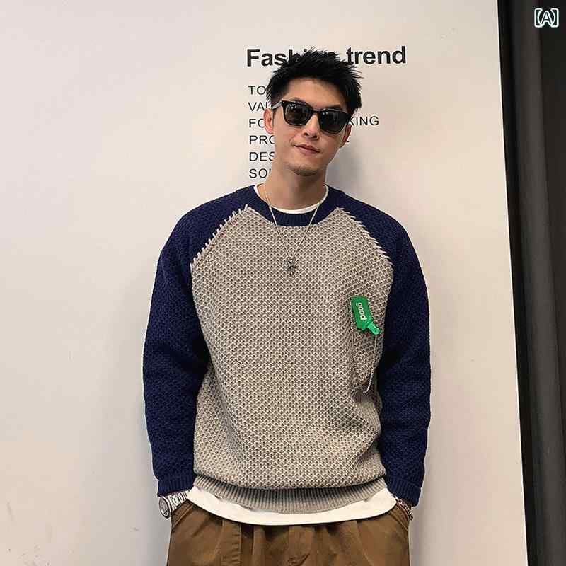 メンズ 秋冬 長袖 厚手 ニット トップス セーター レイヤード カジュアル おしゃれ 普段使い 着やい 動きやい 快適 レジャー アウトドア ワーク