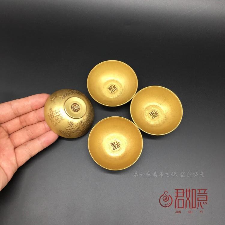 中国風 アクセサリー 置き物 真鍮 竹梅 蘭 菊 銅 ボウル アンティーク小 銅ボウル 彫刻 銅器 四紳士 トリビュート ボウル 彫刻 精巧 銅小 ボウル