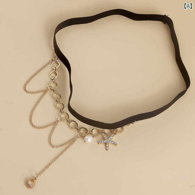 レディース 夏 チェーン レッグ ガーター 水着アクセ クラブ アクセ アトランティス オーシャン マーメ..