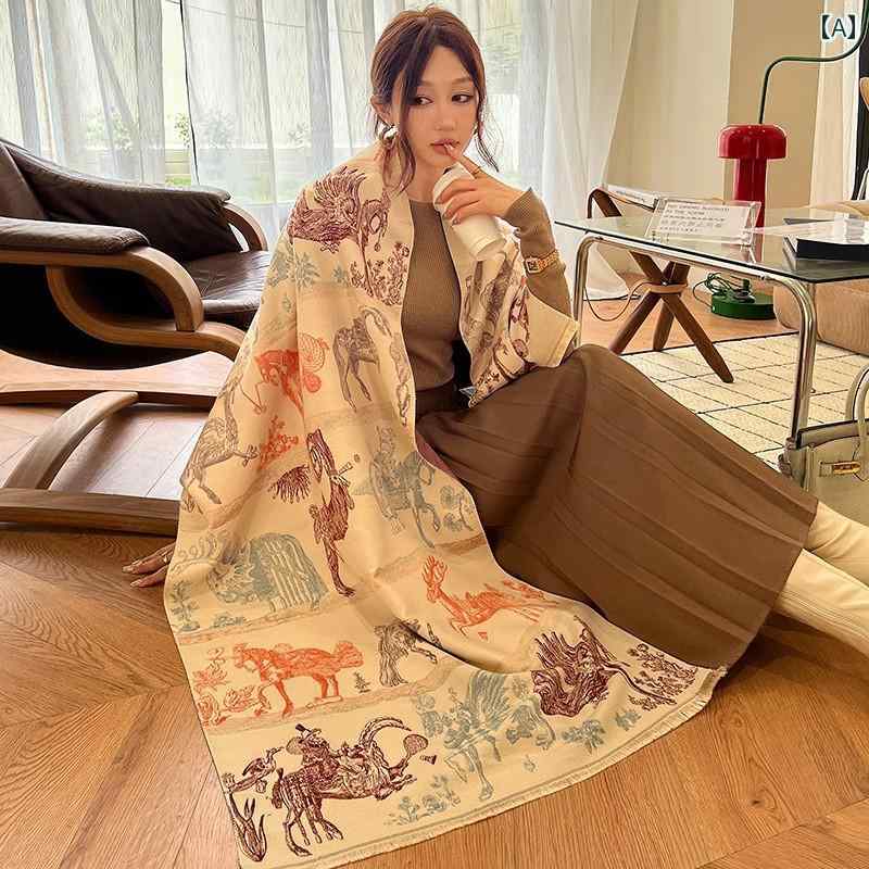 ショール ファッション アクセサリー 秋冬 レディース スカーフ 両面 フェイク 厚手 暖かい 特大 アウ..