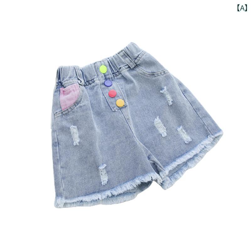パンツ キッズ ファッション 女の子 デニムショートパンツ 子供 夏 韓国 中型 大きい 子供 西洋風 夏服