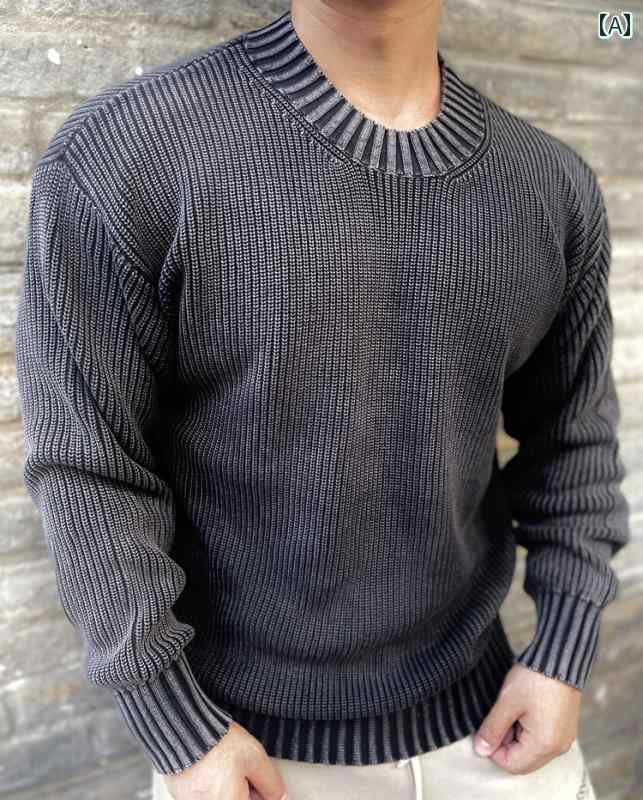 Knit Sweater - マッスル メンズ 秋冬 ニット セーター 洗浄 セーター ファッション ティーンエイジャー ルース ソリッドカラー セーター