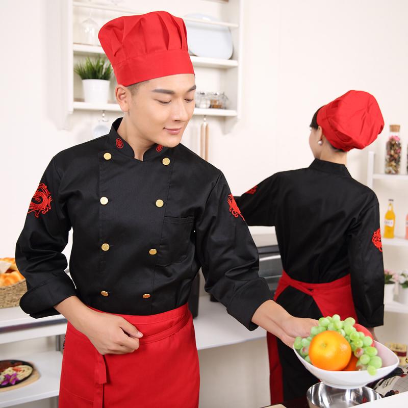 レストラン コック 制服 ユニフォーム メンズ 中華 レストラン 中国料理 料理人 調理師 キッチン 刺繍 ドラゴン 夏