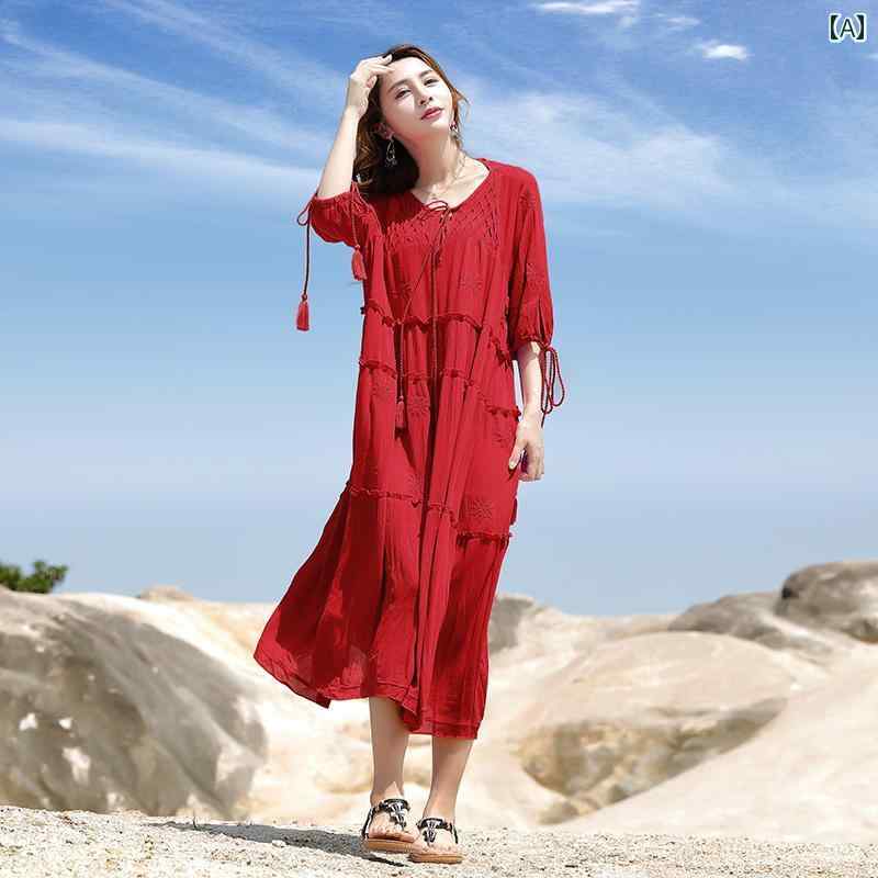 ワンピース エスニックドレス 旅行 リゾート 旅行 休日 ヴァカンス 写真撮影 休暇 エキゾチック フェミニン レディース