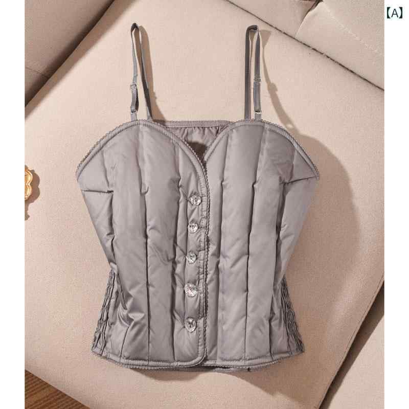 レディース 秋冬 ダウン キャミソール モテ服 スタイリッシュ レイヤード かわいい おしゃれ 韓国 イベ..