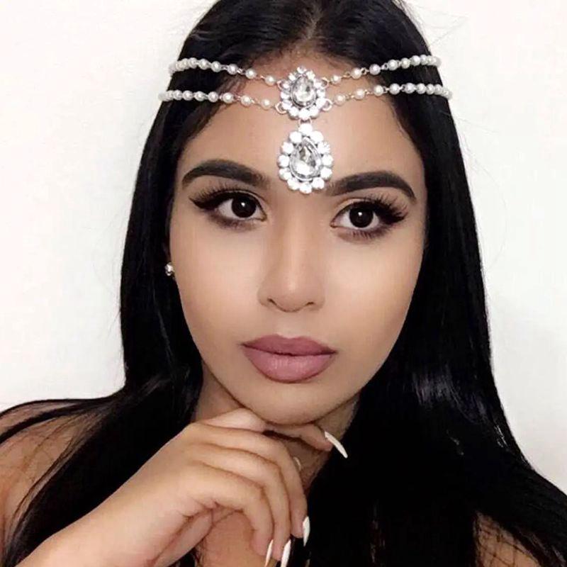 ヘッド ドレス 海辺 休暇 ヘア アクセサリー ボヘミアン ヘッド ドレス インド お姫様 額 チェーン 宝石 ペンダント レディース ビーチ ジュエリー