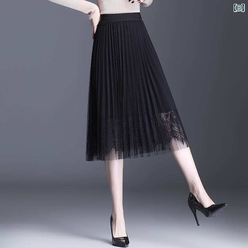 レディース スカート フレアスカート メッシュスカート 春秋 カジュアル シンプル デイリー ビジネス 学校行事 ショッピング 快適コーデ