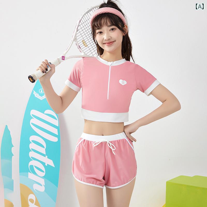 樂天商城 - 夏 水着 キッズ リゾート プール ビーチ 水泳 水遊び 子供用 スイムウェア 女の子 スプリット プロ トレーニング