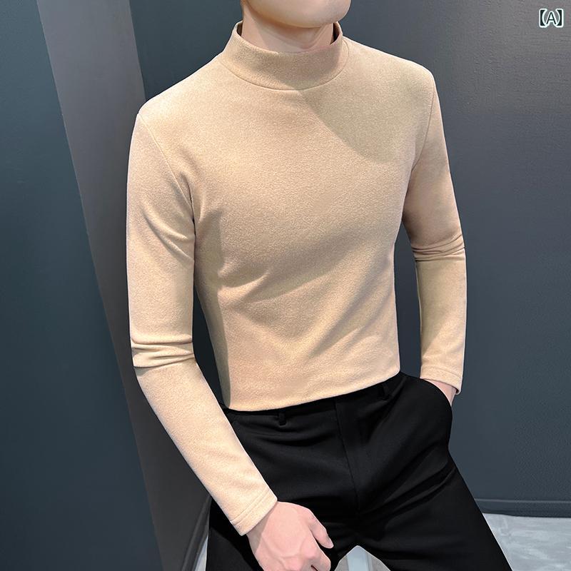 トップス メンズ 紳士服 セーター レイヤリング 秋冬 厚手 暖かい 韓国 スリムフィット 長袖