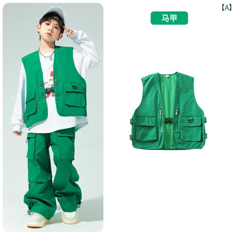 儿童套装 - 子供服 女の子 男の子 シャツ パンツ セット コスチューム 衣装 ヒップホップ ストリート系 パフォーマンス クール ダンス ユニフォーム ホームウェア
