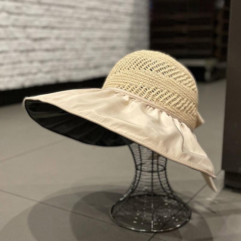 帽子 黒 日焼け防止 ビッグ ハット 夏 保護 ニット トップレス サンシェード フィッシャーマンハット