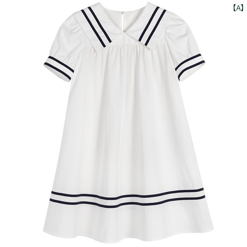 ドレス ワンピース キッズ かわいい ナチュラル 子供服 夏 白 カレッジ スタイル クール 通気性 親子 スタイル カジュアル 半袖 女性