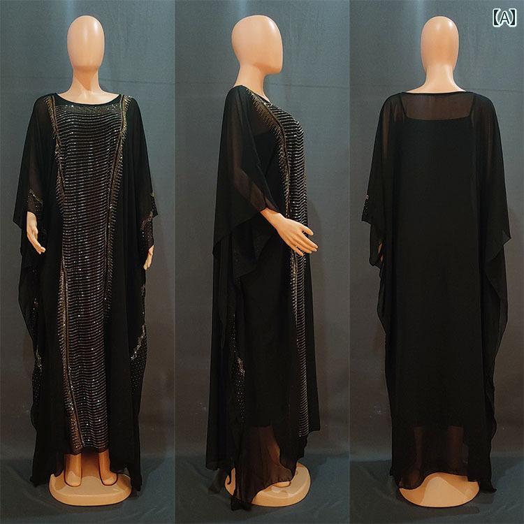 アフリカン ローブ ゆったり 体型カバー レディース ワンピース ロング スカート アラビアン エスニック エキゾチック 中東 ファッション カジュアル