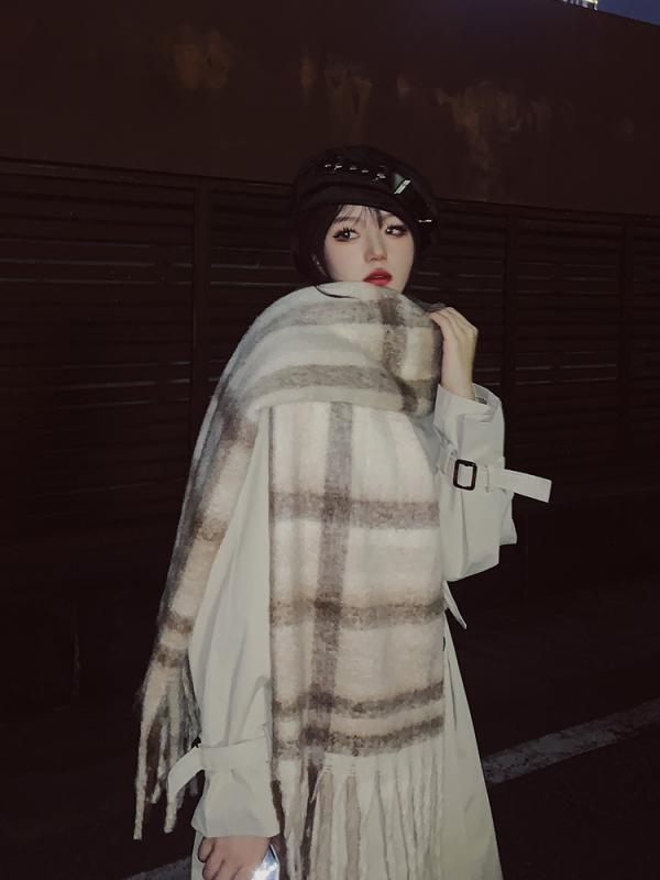 レディース 秋 冬 ショール マフラー チェック柄 スカーフ ハイエンド 韓国 暖かい ショール 厚手