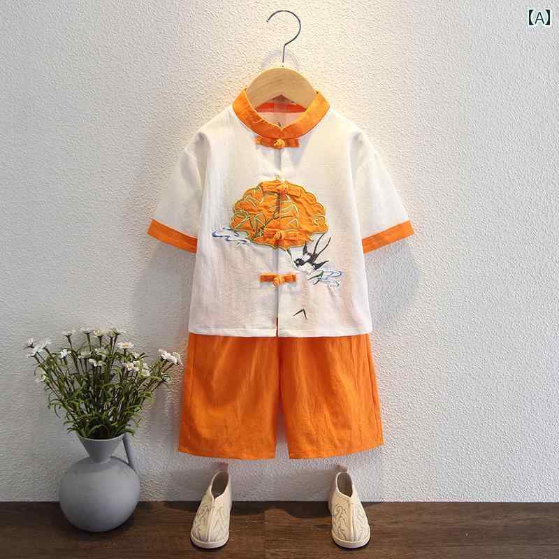 其它 - 子供服 男の子 漢服 スーツ チャイナ風 パーティー 発表会 お呼ばれ かわいい 民族衣装 夏 おしゃれ スタイリッシュ キッズ