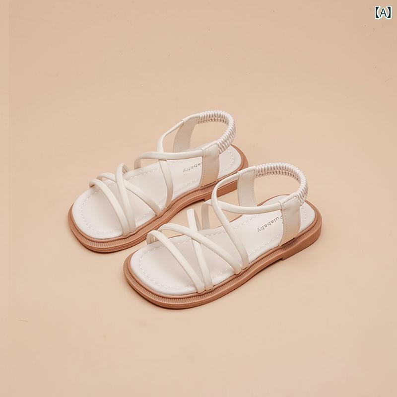 夏 子供用 オープントゥ サンダル ガールズ用 靴 ローマ 風 ソフト ソール プリンセス シューズ ファッション