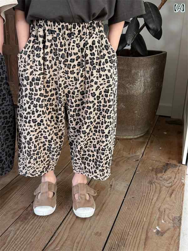 パンツ キッズ カジュアル 動きやすい 子供 男の子 女の子 ブルマー 夏 ヒョウ柄 ベビー フォレスト レトロ