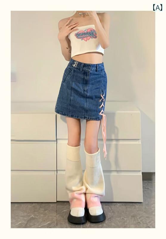 ミルキーピンク ニット ソックス ミレニアム クール ガール ニット レッグカバー ...