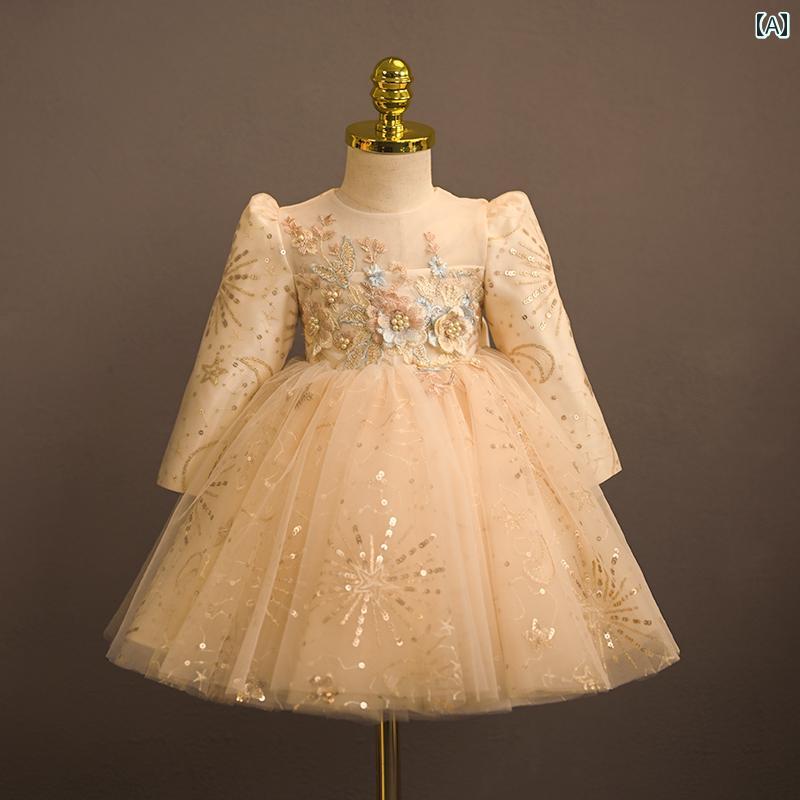 ドレス 女の子 幼児 1歳 女児 赤ちゃん 春夏 女児 赤ちゃん プリンセス フラワーガール ホスト ハイエンド 長袖