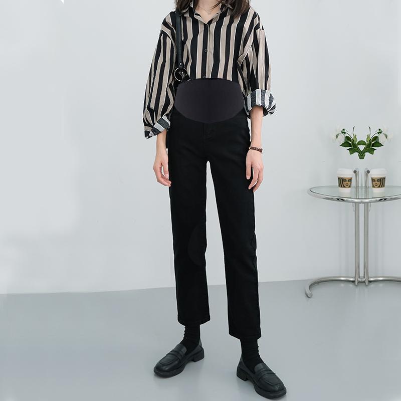 マタニティパンツ 春夏秋 妊娠初期 ストレート シガレットパンツ 大きめサイズ ボトムス ジーンズ 妊婦 腹部サポート デニム