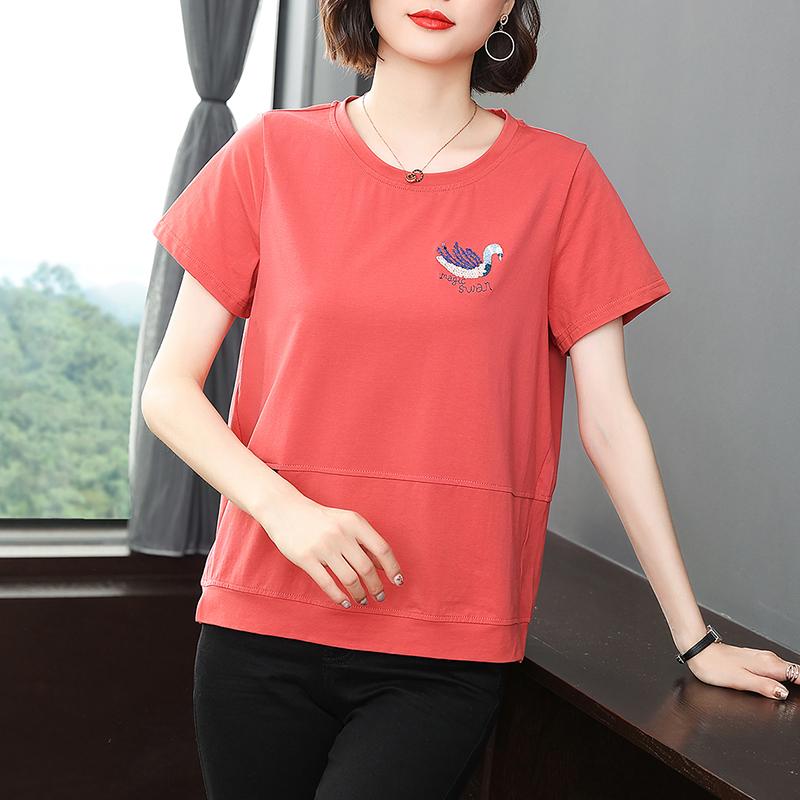 トップス シャツ レディース カジュアル 普段使い マザーズ 夏服 半袖 コットン Tシャツ 女性用 大きめ サイズ 婦人服 女性用 ケア