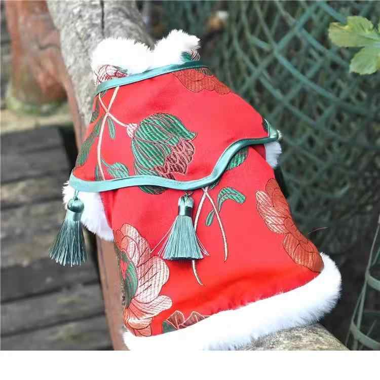 チャイナドレス ペットグッズ 犬 ウェア シャツ チャイナ風 服 かわいい ベスト 衣装 厚手 室内 散歩 外出 ルーム 室外 小型 冬