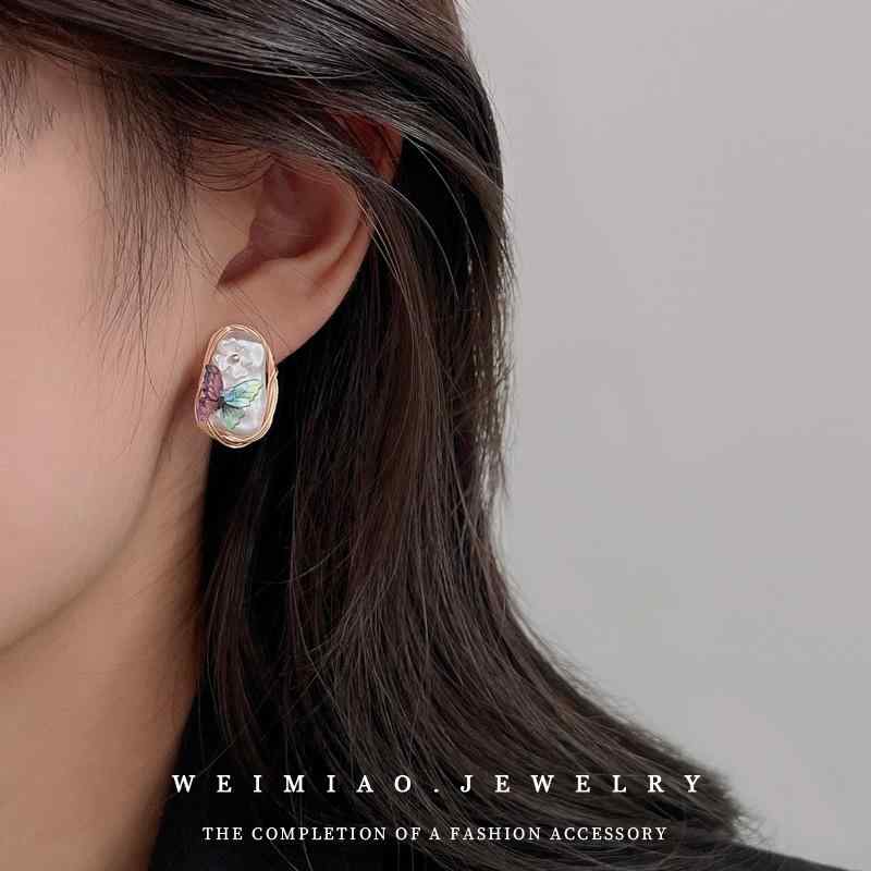 ピアス レディース ファッション アクセサリー オールシーズン 耳飾り シルバー ニードル ジュエリー レトロ バタフライ