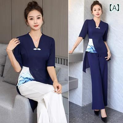 制服 接客業 ユニフォーム マッサージ エステ ビューティーサロン 夏 フットセラピー フットマッサージ ヘルスクラブ レディース ファッション