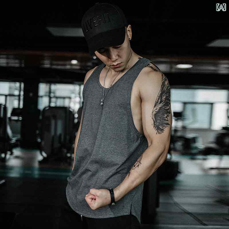 ノースリーブ メンズ マッスル 無地 スポーツ ベスト チョッキ ノースリーブ Tシャツ フィットネス 筋肉 通気性 アイロン トレーニング 大きいサイズ