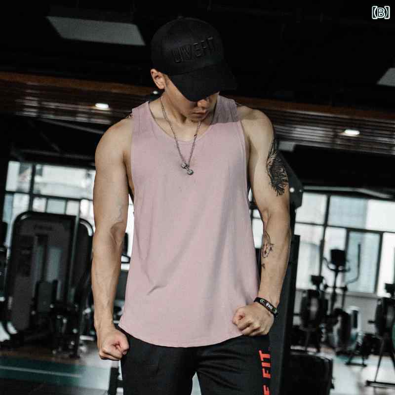 ノースリーブ メンズ マッスル 無地 スポーツ ベスト チョッキ ノースリーブ Tシャツ フィットネス 筋肉 通気性 アイロン トレーニング 大きいサイズ