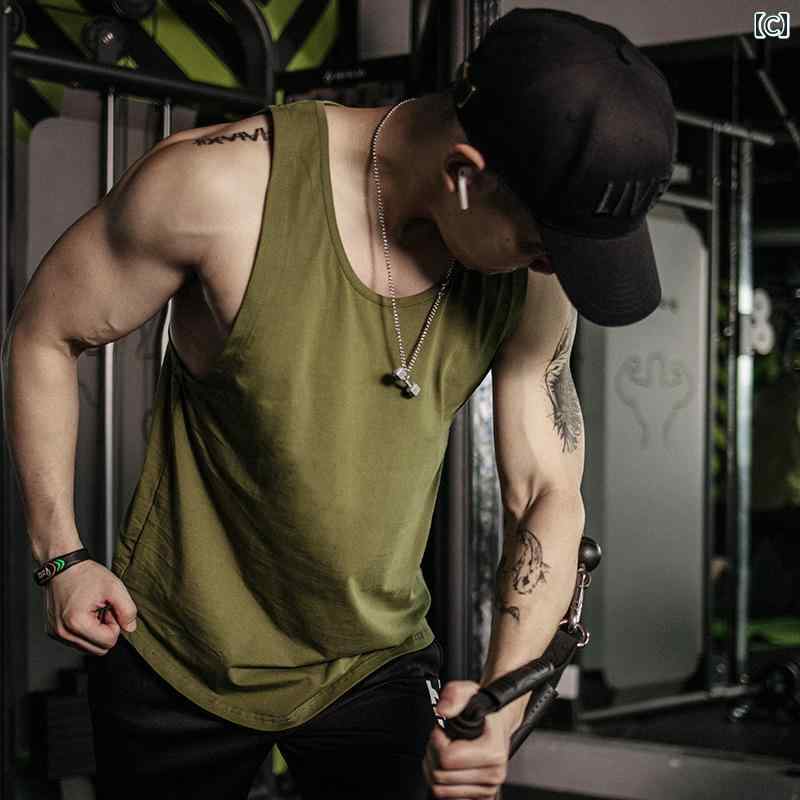 ノースリーブ メンズ マッスル 無地 スポーツ ベスト チョッキ ノースリーブ Tシャツ フィットネス 筋肉 通気性 アイロン トレーニング 大きいサイズ