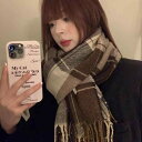 レディース 冬 ニット マフラー おしゃれ チェック柄 スカーフ 暖かい ハイエンド 学生 スカーフ