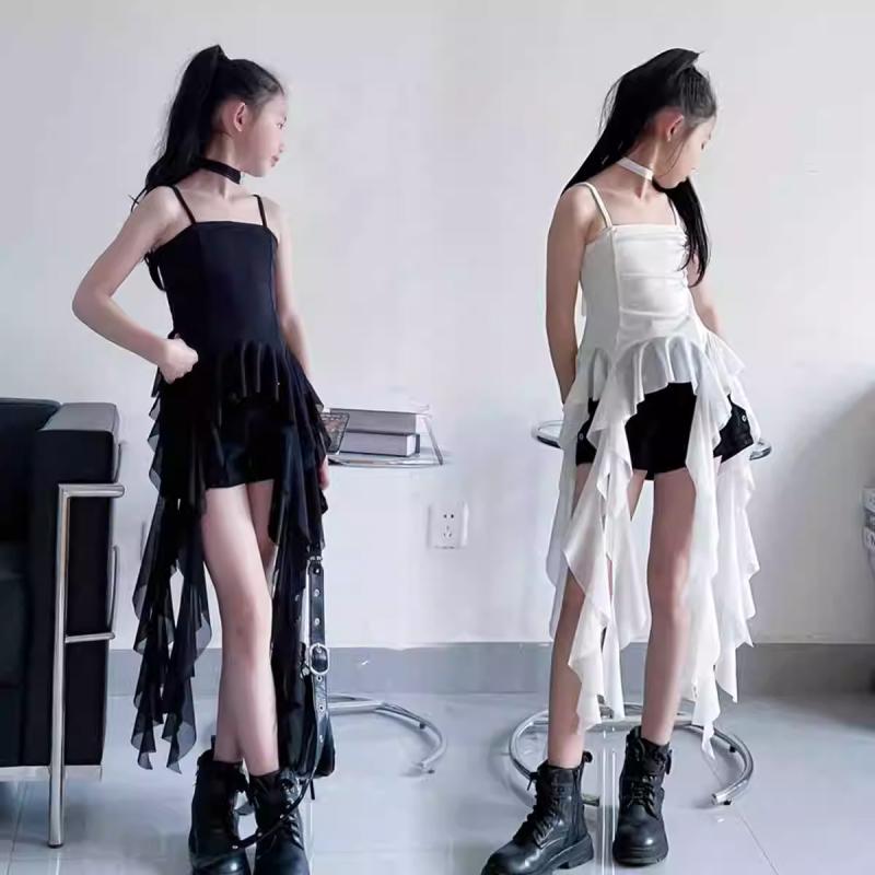 子供服 女の子 キャミソール へそ出し ショートパンツ 夏 コスチューム バンド ダンス ヒップホップ ストリート系 パフォーマンス 衣装 クール かっこいい キッズ