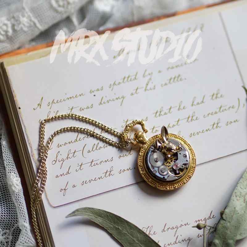 スチームパンク ファッション アクセサリー ジュエリー 雑貨 ラビット アンティーク 機械式 時計 ペンダント ネックレス ギフト 紙箱