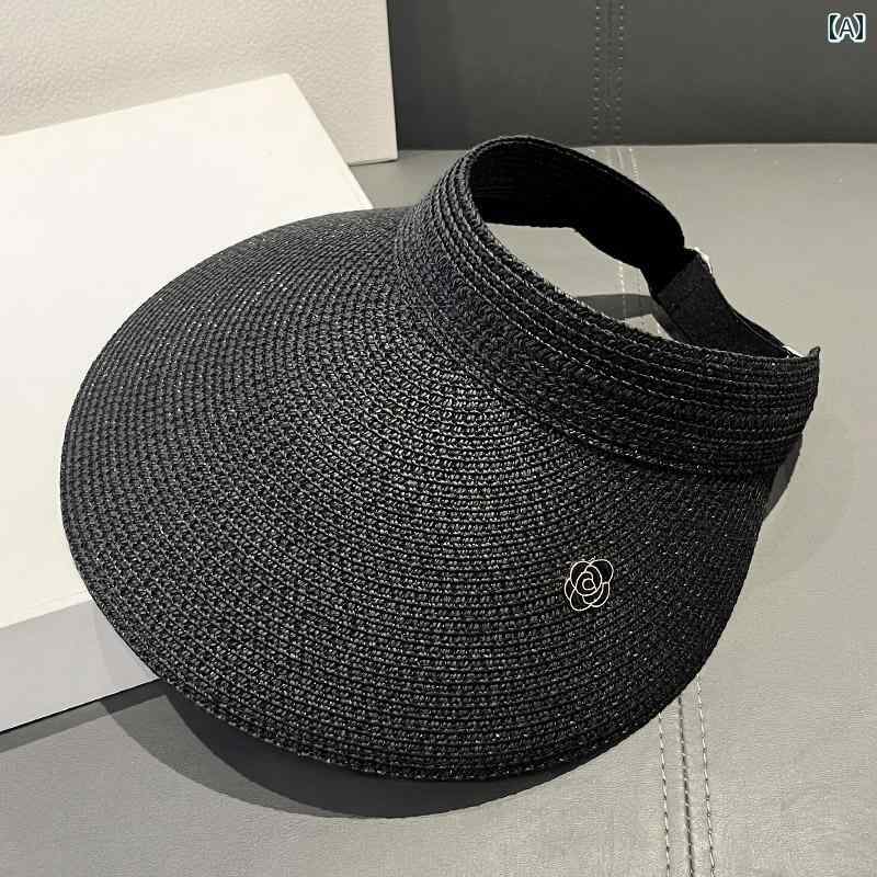 レディース 夏 サンバイザー ゴルフ アウトドア レジャー 日除け 帽子 女性用 大きい 頭 わら つば広 空 トップ サンハット 旅行 乗馬 丸める