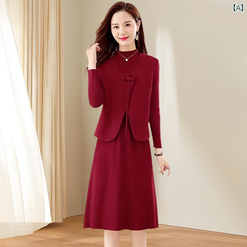 ワンピース 春秋冬 レディース 義母 結婚式 普段着 エレガント Aラインスカート 着回し 冠婚葬祭