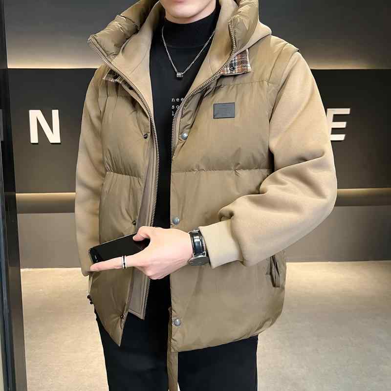 ダウン ジャケット メンズ 冬 厚手 ショート丈 フード ダウンジャケット 韓国 ショートダウン