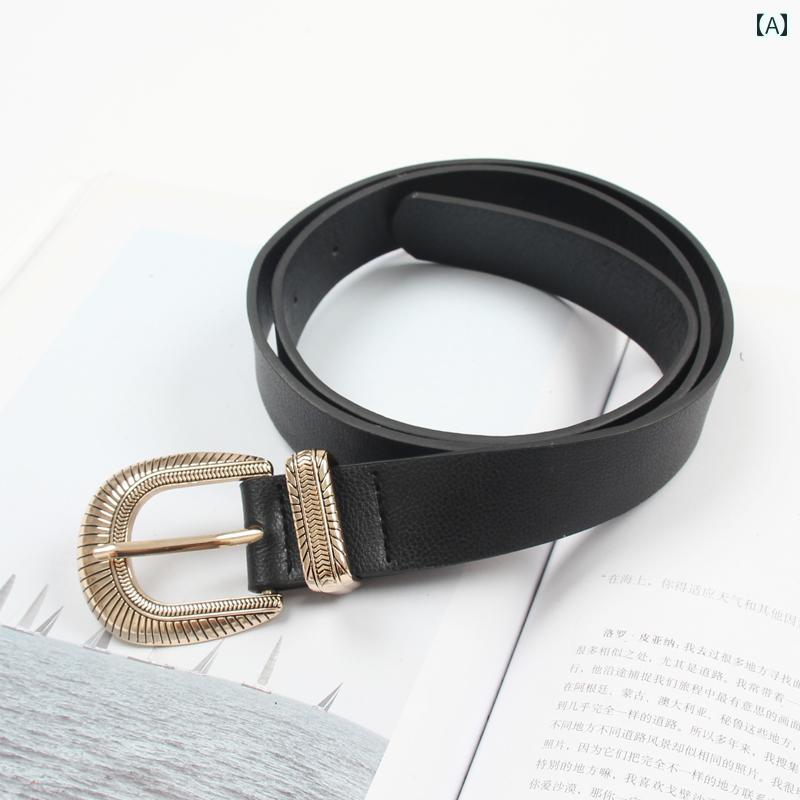 ベルト PU レザー シングル ループ ウエスト バンド スリム メタル レディース ファッション アクセサリー オールシーズン ベルト