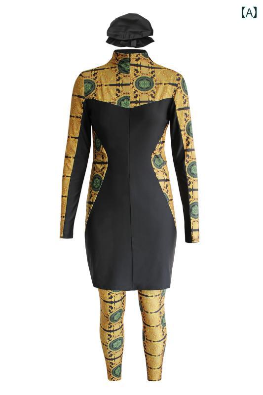 スイムスーツ 素肌カバー 水着 フル カバレッジ サーフィン セット アメリカ 女性 日焼け防止 プリント スプリット 女性用