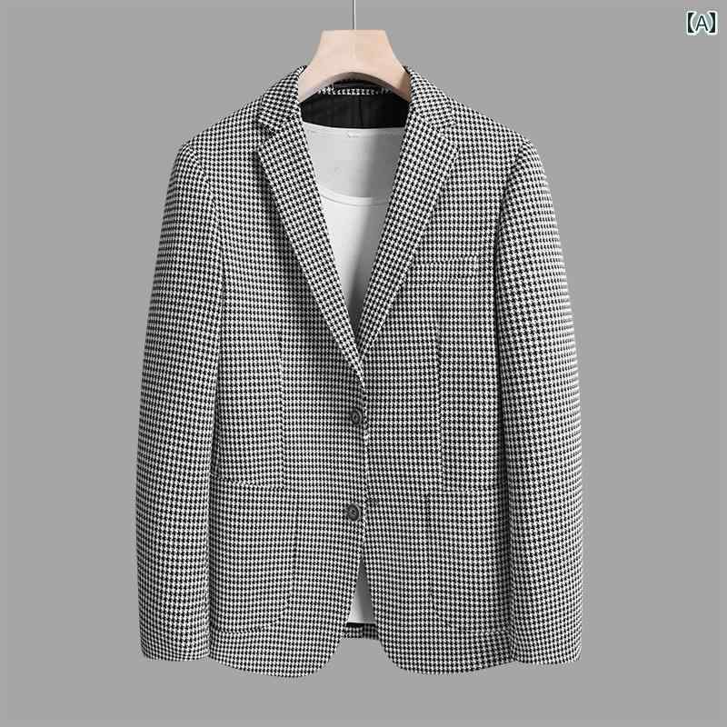 テーラード ジャケット メンズ チェック ジャケット 若見え 韓国 カジュアル トップス シングル ピース 春 英国 ジャケット シングルブレスト