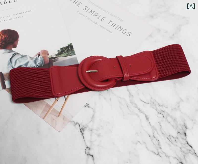 レディース カジュアル ベルト ワイド 装飾 スカート セーター ドレス ウエスト ファッション 弾性 黒 赤 ガードル