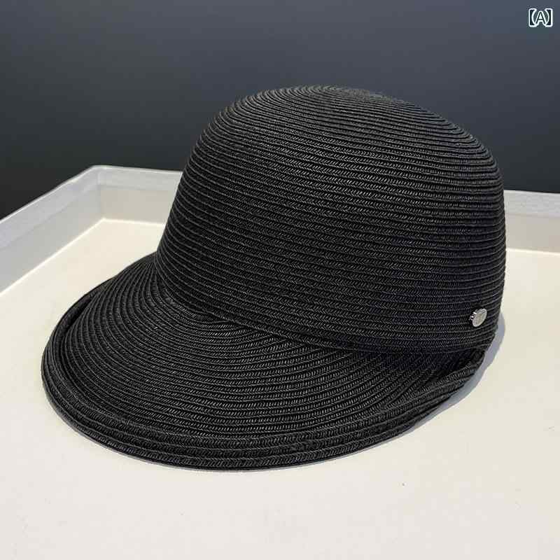 レディース 夏 帽子 日除け アウトドア レジャー サマー わら つば広 日焼け防止 アヒル 舌 乗馬 女性 抗 UV サンバイザー 小顔効果