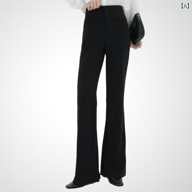 Cropped Pants - レディース ファッション 秋服 ベルボトムパンツ ブーツカットパンツ スリム 西洋 カジュアル 婦人服 オフィスカジュアル 美脚効果 スタイリッシュ