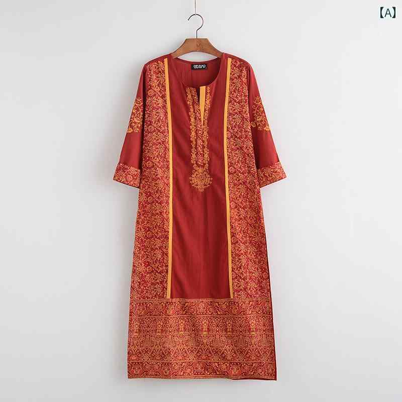 トップス レディース ファッション インド 服 ミドル丈 長袖 春夏 エスニック ウインドブレーカー 綿 プリント 女性 3色 利用 可能