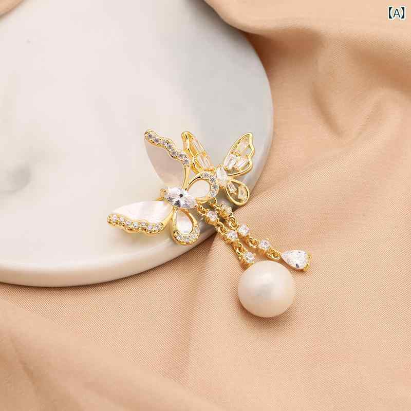 淡水パール ブローチ レディース おしゃれ セレモニー 蝶 ハイエンド コサージュ パール セーター ピン スーツエッ センス
