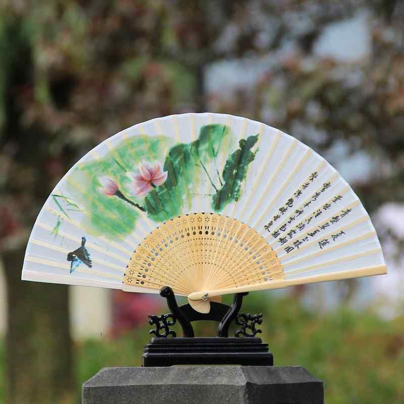 夏 チャイナ風 レトロ ポータブル 扇子 ダンス 韓国 中国 花柄 団扇 扇 タッセル 春 ファン 21cm